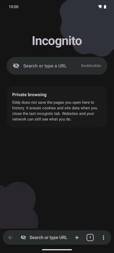 An incognito tab in Eddy